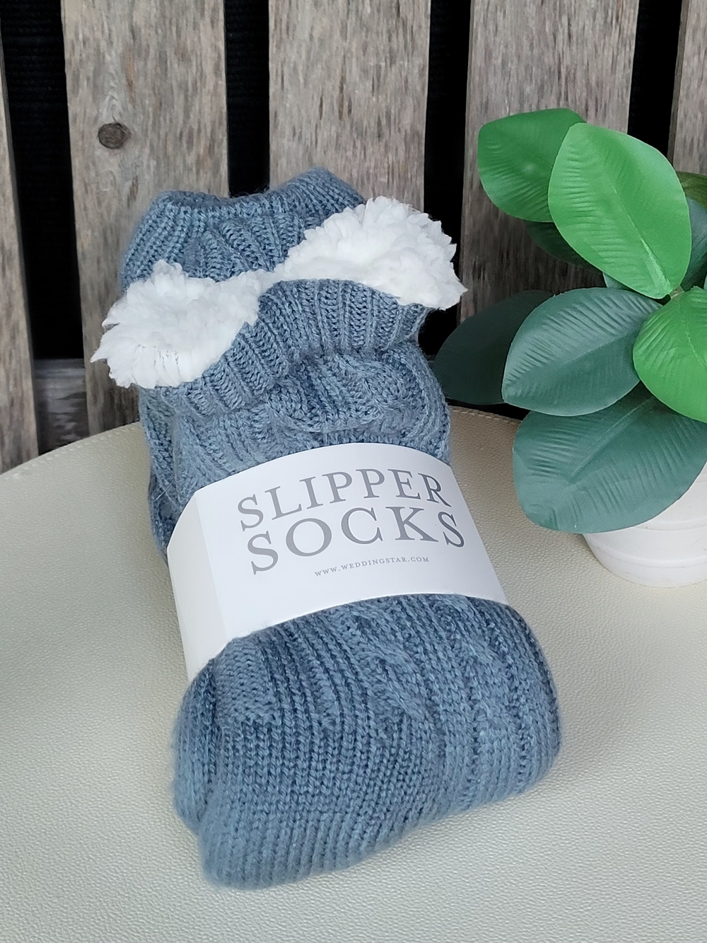 Slipper Socks - Women's Cozy Knit Socks in Aqua Blue